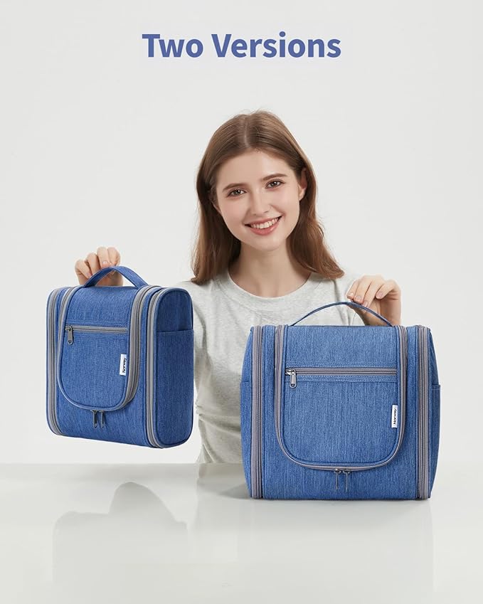 Narwey Small Hanging Travel Toiletry Bag Cosmetic Make up Organizer for Women and Men (Medium, Navy Blue)