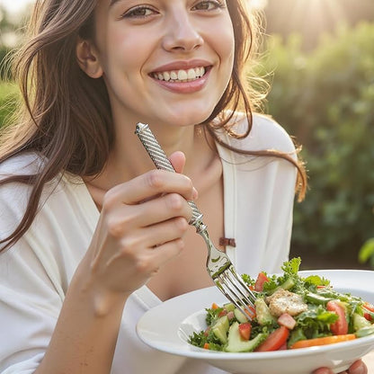 KINGSTONE Retro Rope-Pattern Silverware Set, 10-Piece Flatware Set Cutlery Set Forged with Handcrafted Texture Handles 18/10 Stainless Steel, Dishwasher Safe