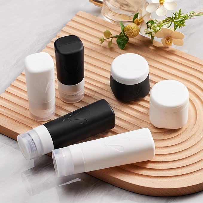 INSFIT Silicone Travel Bottles Set, 6 Pack Travel Size Toiletries, Leakproof Travel Bottles for Toiletries, Travel Accessories for Women, Airplane Travel Essentials, Travel Containers for Toiletries