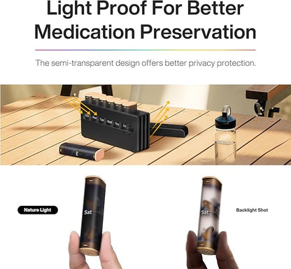 Weekly Pill Organizer 2 Times a Day - Am Pm Pill Box 7 Day, Large Twice Medicine Pill Case for Daily Medication, Vitamins, Fish Oils, Supplements Portable Week Pill Holder Container, Latte