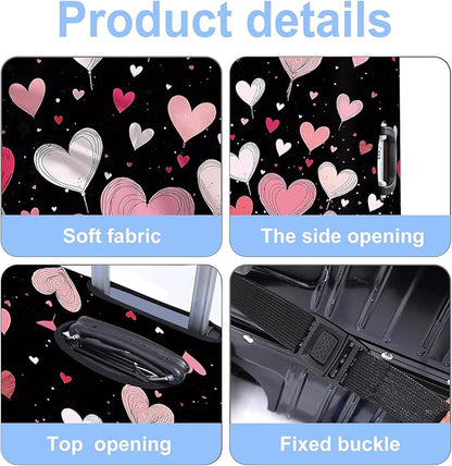 Luggage Cover Washable Suitcase Protector Anti-Scratch,Stretchable Fit for 20-34Inch Luggage Durable Travel Bag Cover with Zipper Closure (Heart-2, XL(fits 32-34Inch suitcase))