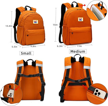 willikiva Kids Backpack for School Boys Girls Teens Toddler Backpack Waterproof Kindergarten Preschool Elementary Bookbag Children Travel Bag(Orange,Medium)