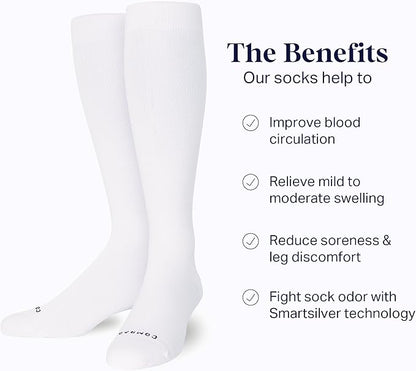 Comrad Nylon Knee High Socks - 15-20mmHg Graduated Compression Socks - Soft & Breathable Support Unisex Socks
