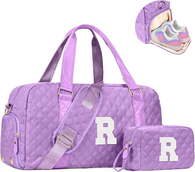 Personalized Duffle Bag Women Girls Gift: Letter Carry on bags, Dance Cheer bag Sports for Girl, Kid Gymnastics Bags, Birthday Gifts for Women Girls Kids Teens Mom Teacher