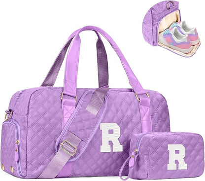 Personalized Duffle Bag Women Girls Gift: Letter Carry on bags, Dance Cheer bag Sports for Girl, Kid Gymnastics Bags, Birthday Gifts for Women Girls Kids Teens Mom Teacher