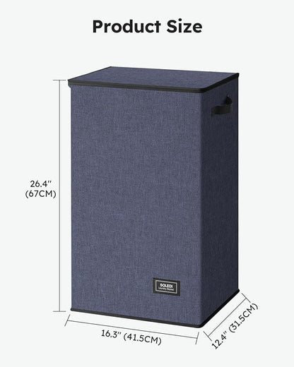 SOLEDI Laundry Hamper with Lid 90L Large & Tall Collapsible Laundry Basket, Clothes Hamper with Bag Removable Easy to Carry, Dirty Hampers for Bedroom, Bathroom, Dorm, College, Navy Blue