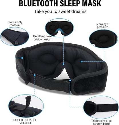 Sleep Headphones,Sleep Mask for Side Sleeper,3D Eye Mask for Sleeping with Stereo Speakers,Bluetooth Headphone,Perfect for Gifts for Women/Men Black