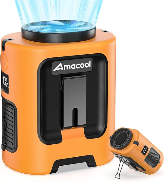 AMACOOL Mini Portable Waist Fan Clip on, 13000RPM 4-Speeds Personal Neck Fans, Up to 24H Battery Life, Rechargeable Wearable Shirt Belt Fan for Outdoor Work Jobsite Travel Camping, Gifts for Men