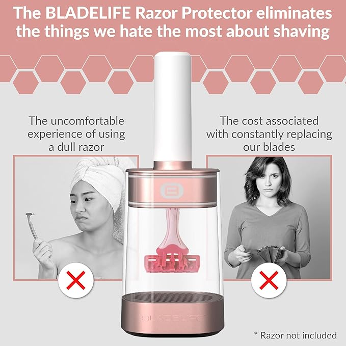 BLADELIFE Razor Storage Device for Women & Men Rose Gold - Fits All Leading Razors - Doubles The Life of Your Blade - Razor Travel Case 2024 New Model