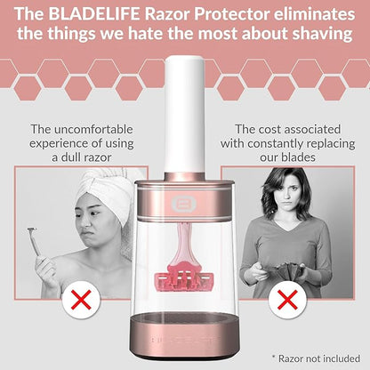 BLADELIFE Razor Storage Device for Women & Men Rose Gold - Fits All Leading Razors - Doubles The Life of Your Blade - Razor Travel Case 2024 New Model