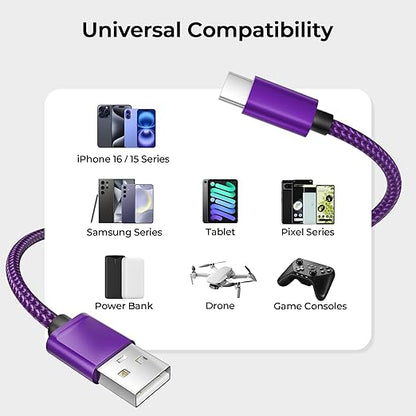Basesailor USB Type C Charger Cable 3-Pack 3.3/6.6/10FT,Charging Cord for Samsung Galaxy Tab A 10.1 A7 S8 S7 S6 S5E,Z Flip Fold,Note 20,S9 S10 S10E S23 S20 S21 S22 FE Lite Plus Ultra,Google Pixel