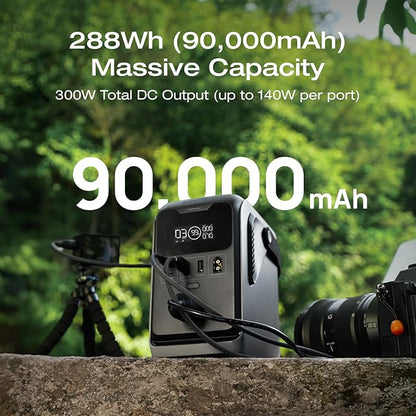 EF ECOFLOW TRAIL 300 DC Power Bank Station, 288Wh Outdoor Portable Power Station, LiFePO4 Battery, 300W DC Output, Compact Solar Generator for Camping, Travel, and Emergency Power