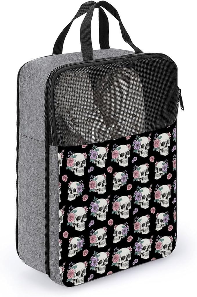 Travel Shoes Storage Pouch Skull Flower for Travel and Daily Use Dust-Proof Portable Sneaker Bags for Gym