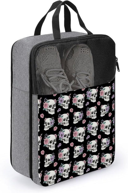 Travel Shoes Storage Pouch Skull Flower for Travel and Daily Use Dust-Proof Portable Sneaker Bags for Gym
