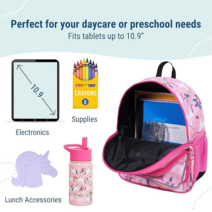 Wildkin 12-inch Kids Backpack – Padded, Adjustable, Ideal for Daycare & Travel - Magical Unicorns
