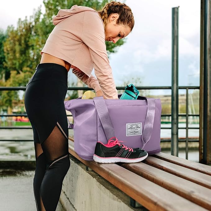 Ranslen Large Capacity Folding Travel Bag,Expansion Travel Duffel Bag with Dry and Wet Separation Portable Travel Duffel Bag