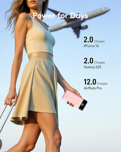 Portable Phone Charger, 10000mAh Portable Charger Power Bank with Built-in Cables, Travel Essential Battery Pack Compatible with iPhone, Samsung, Google, iPads, Tablets, etc