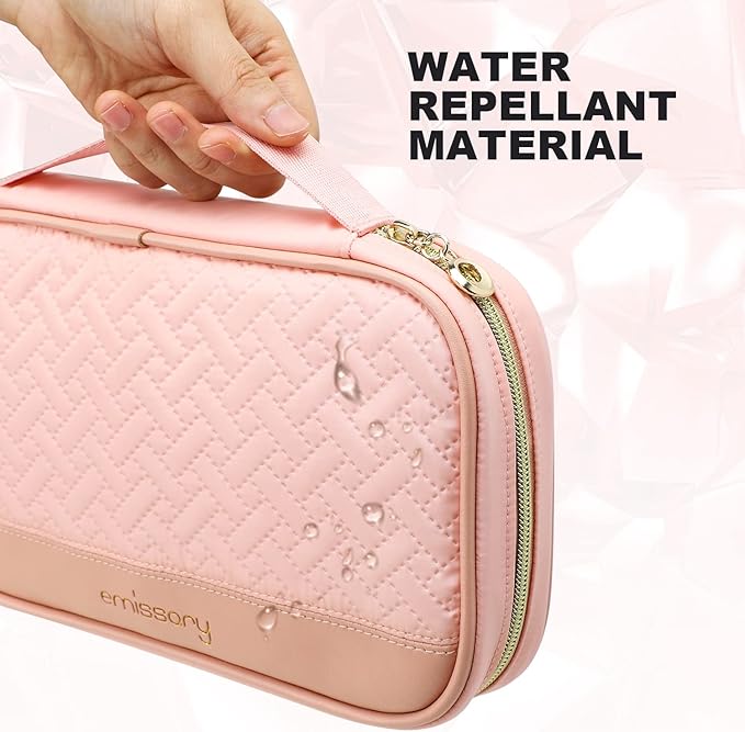 emissary Jewelry Organizer Case Travel Jewelry Storage Bag for Necklace, Earrings, Rings, Bracelet, Valentines Day Gifts, Earring Storage, Necklace Storage, Pouch Bag Accessories for Travel (Pink)