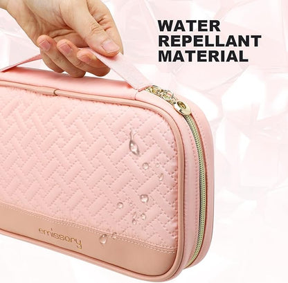 emissary Jewelry Organizer Case Travel Jewelry Storage Bag for Necklace, Earrings, Rings, Bracelet, Valentines Day Gifts, Earring Storage, Necklace Storage, Pouch Bag Accessories for Travel (Pink)