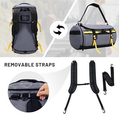 MIER Large Duffel Backpack Sports Gym Bag with Shoe Compartment, Heavy Duty and Water Resistant, Gray, 60L