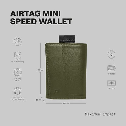The Frenchie Co. - AirTag Speed Wallet Mini - Ultra-Slim RFID Blocking Card Holder - Minimalist Front Pocket Wallet for Men & Women - Full-Grain Italian Leather