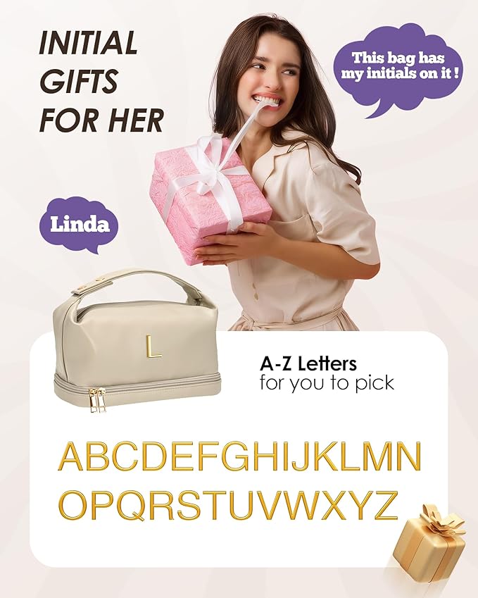 Bride Gifts - Makeup Bag for Women Bridesmaid Engagement Travel Toiletry Make Up Pouch for Purse Bridal Shower Gifts