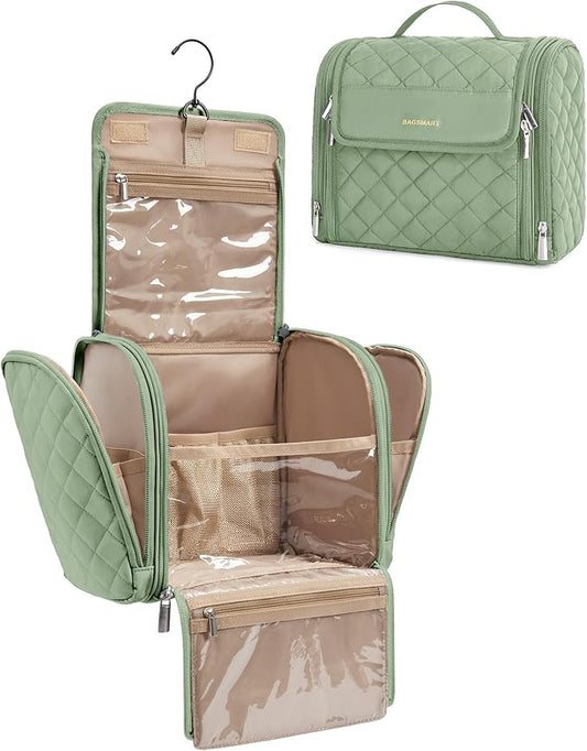 BAGSMART Toiletry Bag for Women, Travel Toiletry Bag Makeup Cosmetic Bag with Hanging Hook, Water-resistant for Toiletries Accessories Brushes Sponge