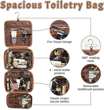 2025 Personalized Custom Christmas Gifts for Men, Large Hanging Toiletry Bag Leather Shaving Toiletries Bags for Him, Waterproof Travel Bag, Gift for Anniversary, Dad, Grandpa, Husband, Lover