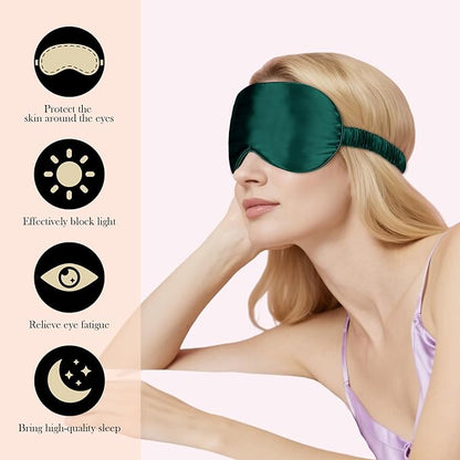 SilkDream 100% Mulberry Silk Sleep Mask Eye Mask for Sleeping 22 Momme Nature 6A Real Silk Gifts for Women&Men DarkGreen