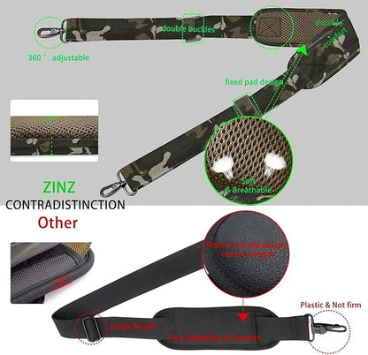ZINZ 79 inch Shoulder Strap, Extra-thick Fixed Cushion Pad and Dual Clasps Universal Replacement Strap with Metal Swivel Hooks for Laptop Bags, Luggage Bags, Camera, Crossbody(Camouflage Green)