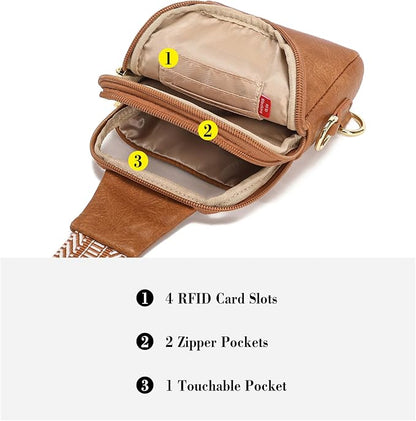 INICAT Sling Bag for Women Touchscreen Small Crossbody Cell Phone Purse Fanny Pack