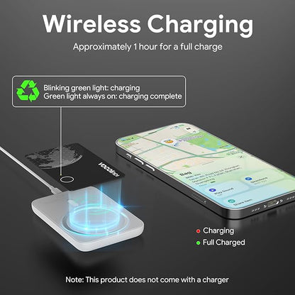 VOCOlinc Dual System Air Card Tag Pro 1 Pack, Rechargeable Wallet Tracker Item Finder Work with Android Google Find Hub or iOS Apple Find My APP (Huawei not Supported), Smart Locator for Luggage, Bags