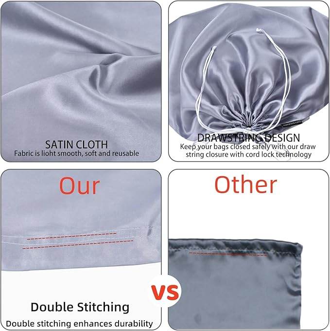 12 Pack Dust Bags for Handbags, Silk Cloth Bag With Drawstring Large Travel Storage Pouch for Handbag Purse Shoes Boots