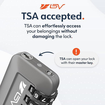 TSA Accepted Luggage Travel Lock, Set-Your-Own Combination Lock for School Gym Locker, Luggage Suitcase Baggage Locks, Filing Cabinets, Toolbox, Case (Slate Gray, 4 Pack)