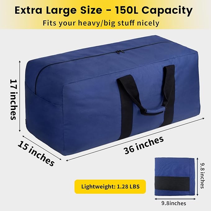 Vorspack Extra Large Duffle Bag for Travel - 150L Duffel Bag for Men Gear Bag for Storage Foldable Weekender Bag for Overnight Camping - Blue