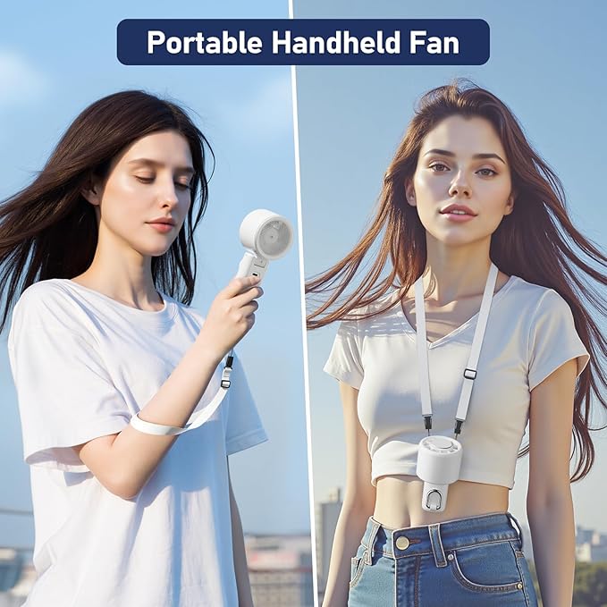 CIVPOWER Handheld Fan: Portable Small Ice Cooling Plate- 4000mAh Rechargeable 100 Gear High-Speed Turbo 10500 RPM - Personal Foldable Battery Operated for Travel Indoor Outdoor Women Men (White)