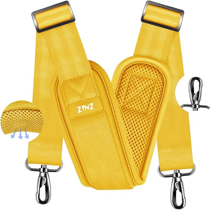 ZINZ 77 Inch Shoulder Strap Univesal Bag Strap with Fixed Pad Ultra Thick Plus Long & Breathable Cushion, Replacement Strap for Bags,Yellow