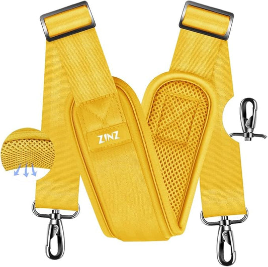ZINZ 77 Inch Shoulder Strap Univesal Bag Strap with Fixed Pad Ultra Thick Plus Long & Breathable Cushion, Replacement Strap for Bags,Yellow
