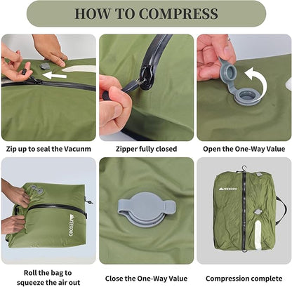 Vacuum Bags for Travel, Professional IP67 Reusable Vacuum Compression Bags for Travel Suitcases, Durable Space Saver Bag (2 PACK GREEN, No Pump)