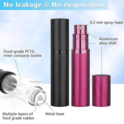 3-Pack 5ml Refillable Perfume Atomizer Travel Bottle Leakproof Luxury Travel Perfume Refillable Bottle, Portable Fragrance Atomiser (Black & Grey & Rose Red)