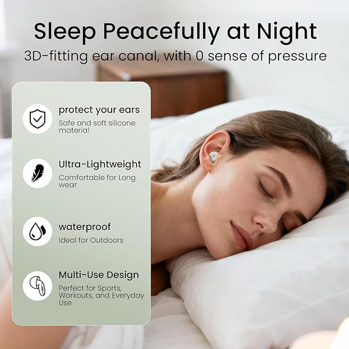 Ear Plugs, Soft Ear Plugs for Sleeping - 30dB Noise Cancelling Reusable Silicone Earplugs, Ultra Comfortable Fit for Studying, Concerts, Travel, 8 Ear Tips (Green)