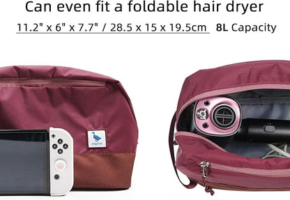 Travel Toiletry Bag 8L for Women, Large Packing Cube with Waterproof TPU Wet/Dry Compartment (02 Valkyrie Red)
