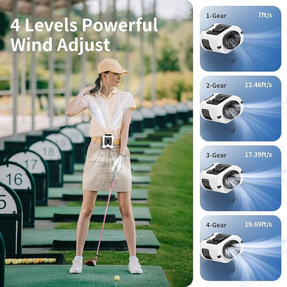 Socool Portable Waist Fan Clip on Wearable Belt 5000mAh Rechargeable Personal Fans, 25H Shirt Fan Cooling, 4 Speeds 13000RPM Battery Operated, Neck Fan Hanging for Outdoor Camping Travel Jobsite