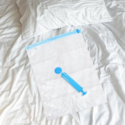 Mobestech Vacuum Seal Compression Bags for Clothing and Blankets Large Space-saving Storage Organizers Transparent Dustproof Bags for Travel Home Bedroom and Quilt Storage