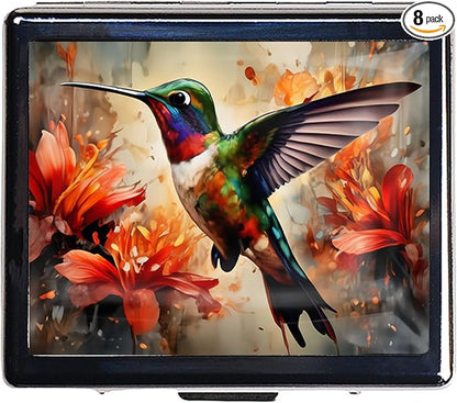 7 Days Chromed Shiny Silver Pill Organizer with Mirror Inside Has 8 Separate Compartments Rectangle,Versatile Storage for Medication - Ideal Travel Accessory (The Bird)