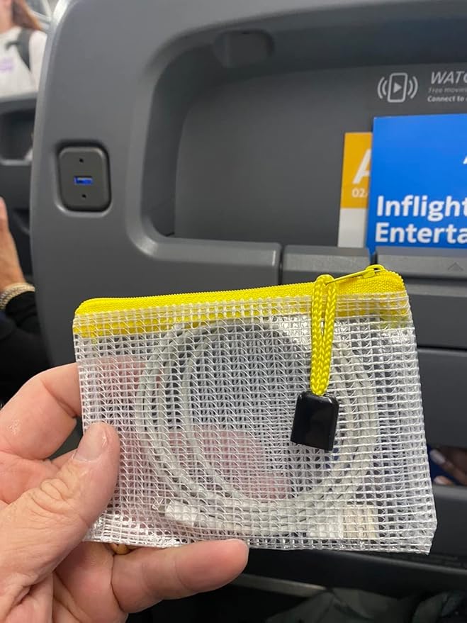 10 - USB Cable Organizer Pouches, Manage Cables, Travel Cable Oranizer, Color Coded with USB Zipper Pulls