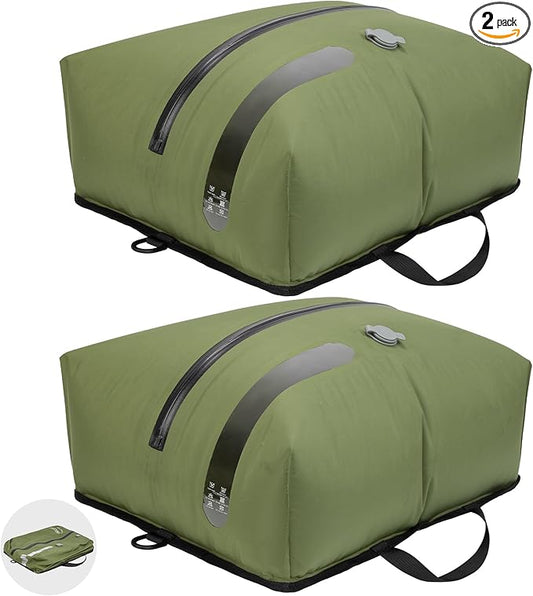 ONTYZZ Travel Vacuum Compression Bags Space Saver Vacuum Bags Reusable Compression Bag with IP67 Waterproof Zipper for Travel Suitcases and Backpack,Two Pack Green（NO PUMP!）