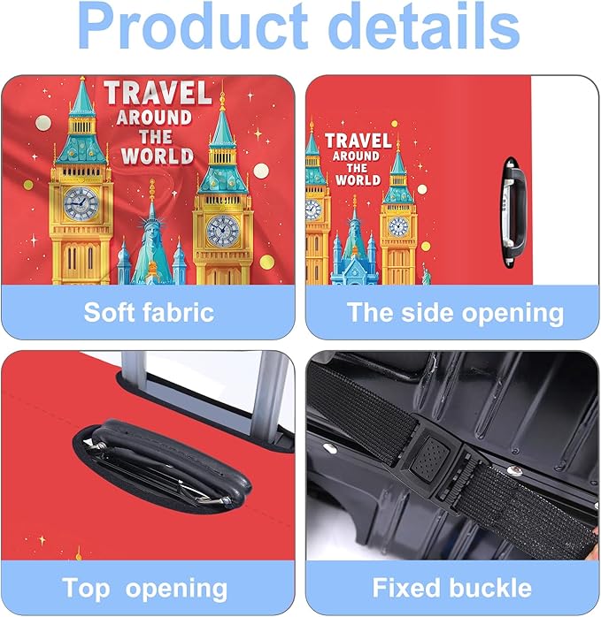 Luggage Cover Washable Suitcase Protector Anti-Scratch,Stretchable Fit for 20-34Inch Luggage Durable Travel Bag Cover with Zipper Closure (London-2, XL(fits 32-34Inch suitcase))