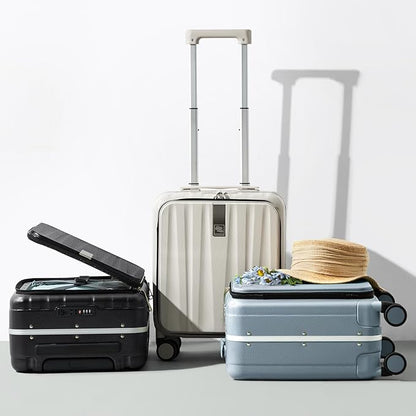 Hanke 16 inch Underseat Carry On Suitcases with Wheels,Lightweight Hard Shell Carry on Luggage with Wheels for Weekender,Top Opening Small Suitcase,Travel Luggage for Womem Men,Jet Black.