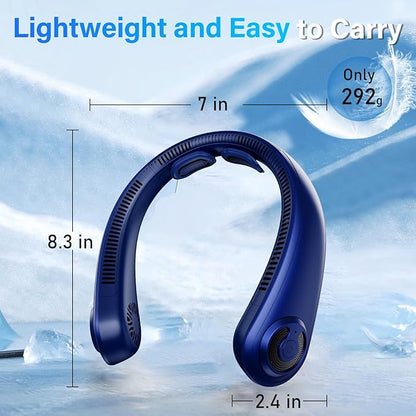 Neck Fan - Portable Neck Fan with Neck Support, 5 Speeds, All Around Airflow, Hand-free Bladeless Personal Cooling Fans, Rechargeable Wearable Fan for Outdoor and Indoor, Festival Gifts for Men Women